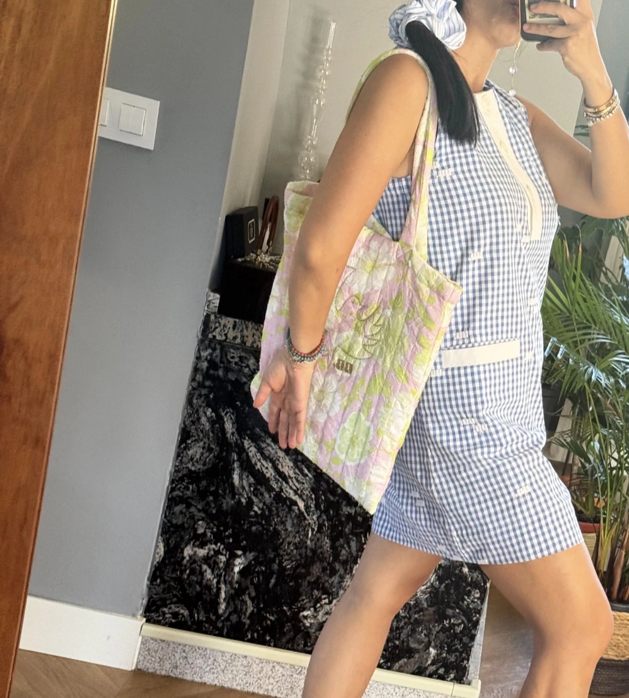 APR008 Brigitte Bardot Collection Madrague Floral Organic Cotton Backpack/Tote Bag