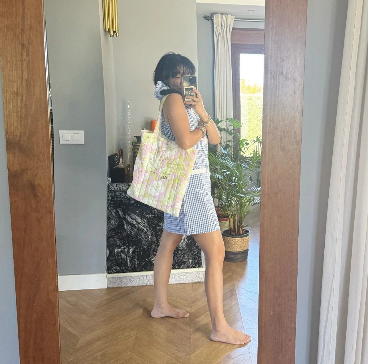 APR008 Brigitte Bardot Collection Madrague Floral Organic Cotton Backpack/Tote Bag