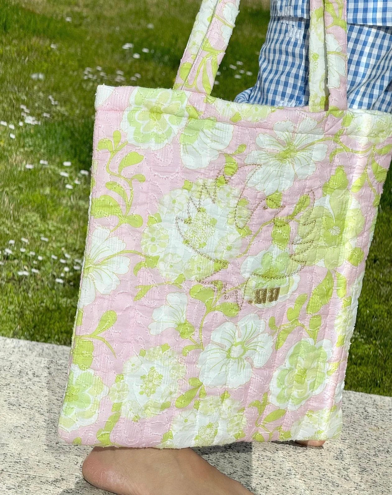 APR008 Brigitte Bardot Collection Madrague Floral Organic Cotton Backpack/Tote Bag