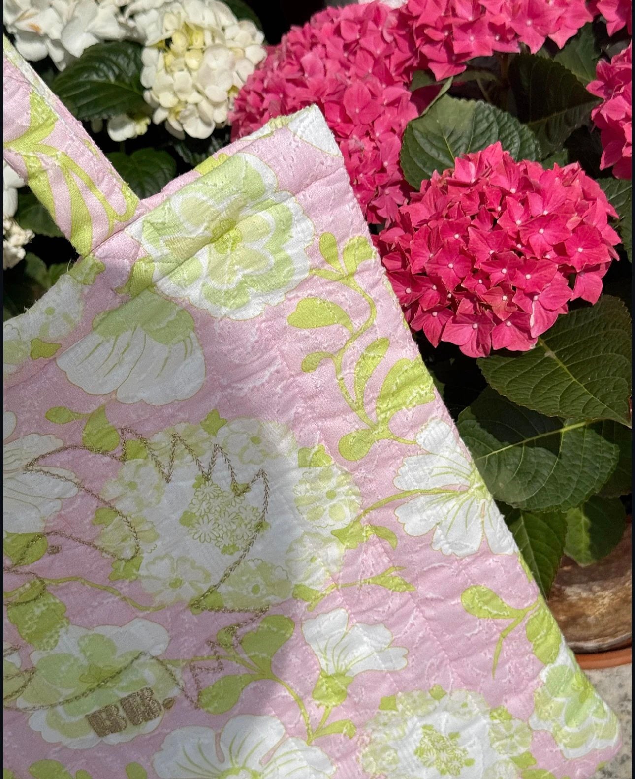 APR008 Brigitte Bardot Collection Madrague Floral Organic Cotton Backpack/Tote Bag