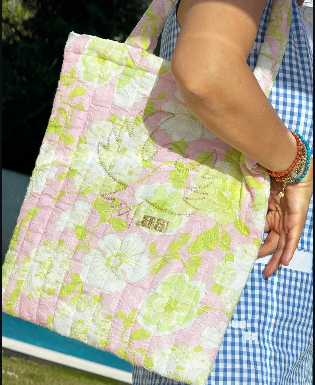 APR008 Brigitte Bardot Collection Madrague Floral Organic Cotton Backpack/Tote Bag