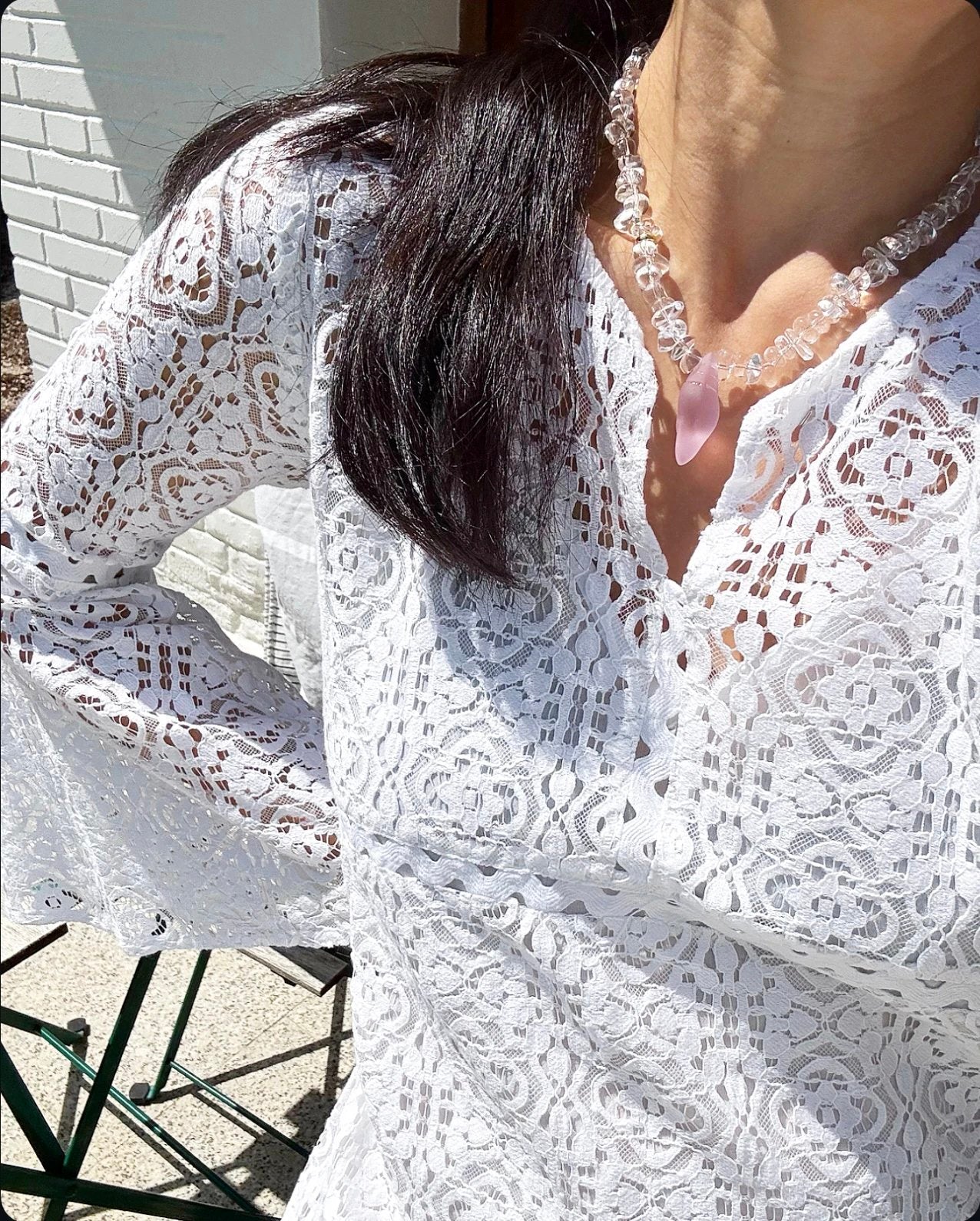 APR028 Brigitte Bardot Collection Saint-Tropez French Lace Calla-Sleeve Dress (with Slip Lining)