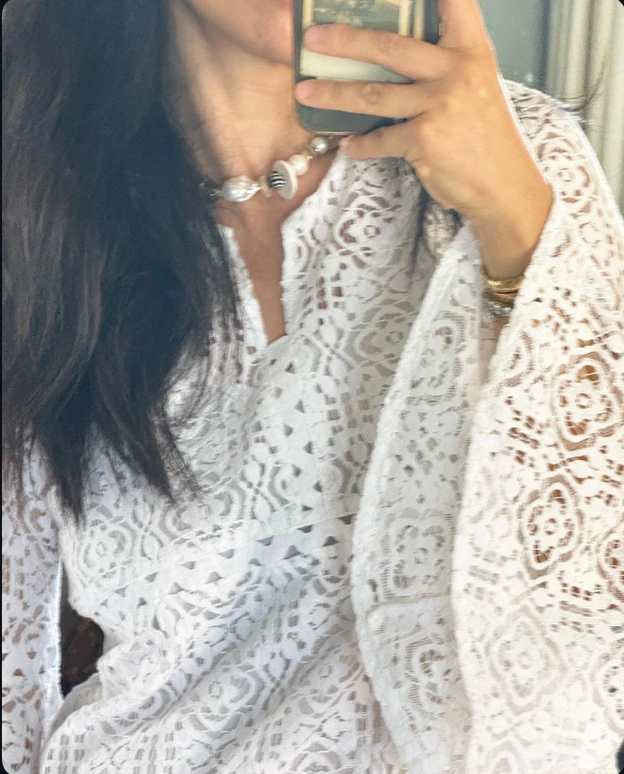 APR028 Brigitte Bardot Collection Saint-Tropez French Lace Calla-Sleeve Dress (with Slip Lining)