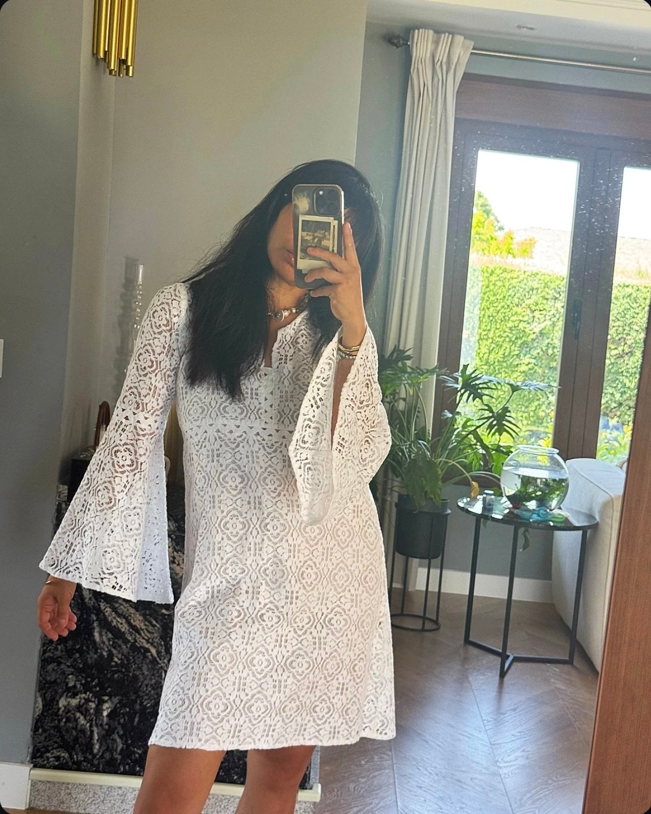 APR028 Brigitte Bardot Collection Saint-Tropez French Lace Calla-Sleeve Dress (with Slip Lining)