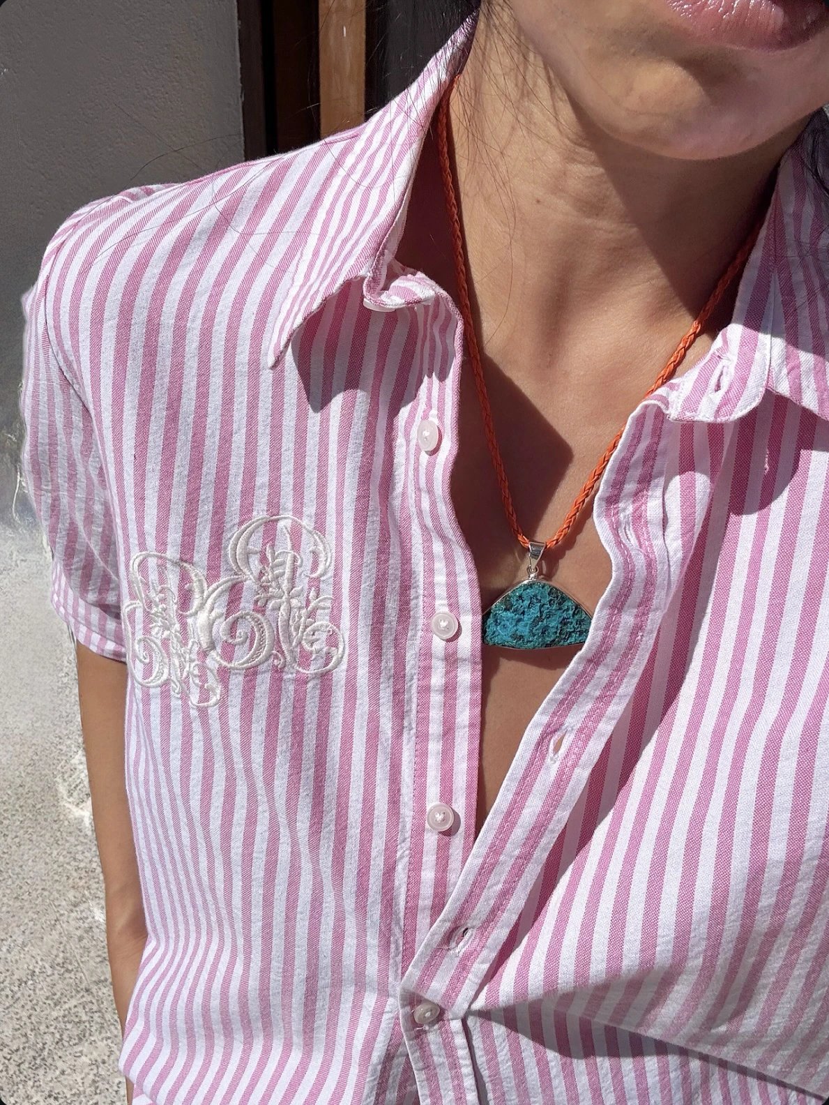 SNE080 Solomío One-of-a-Kind Collection Cincinnati Lapidary Workshop Hand-Polished Chalcosilicate Raw Stone & 925 Sterling Silver Pendant Leather Cord Necklace