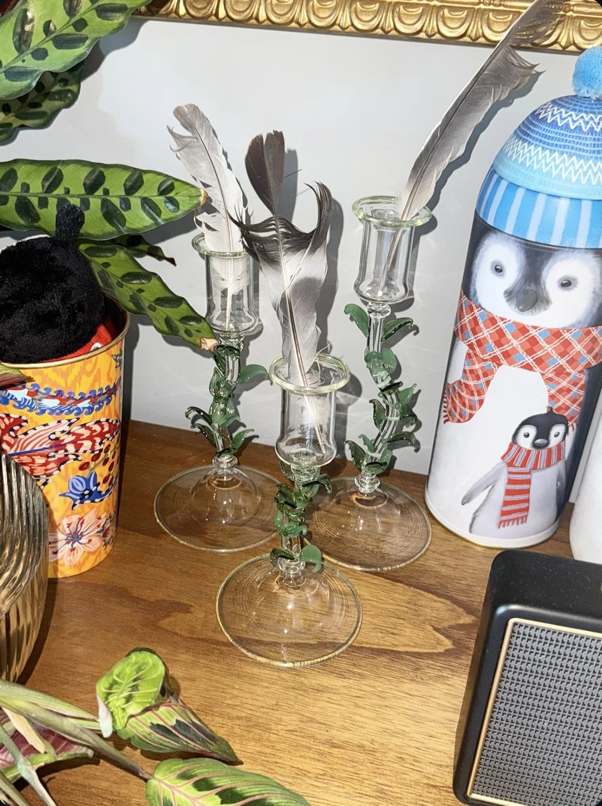 DEC001 Atelier Collection Paris Art Workshop Hand-Blown Glass Floral-Stem Decorative Candle Holder